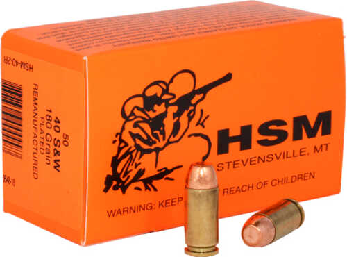 Hsm Ammo Rmfg .40s&w 180gr Plated Lead Round Nose 50-pack