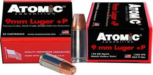 9mm Luger 20 Rounds Ammunition Atomic 124 Grain Hollow Point