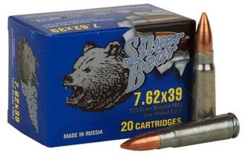 7.62X39mm 500 Rounds Ammunition Bear 123 Grain Full Metal Jacket