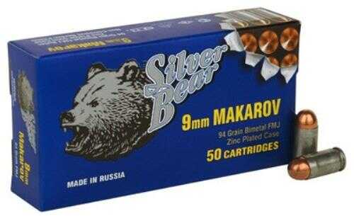 9mm Makarov 50 Rounds Ammunition Bear 94 Grain Full Metal Jacket