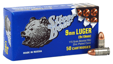 9mm Luger 50 Rounds Ammunition Bear 115 Grain Full Metal Jacket