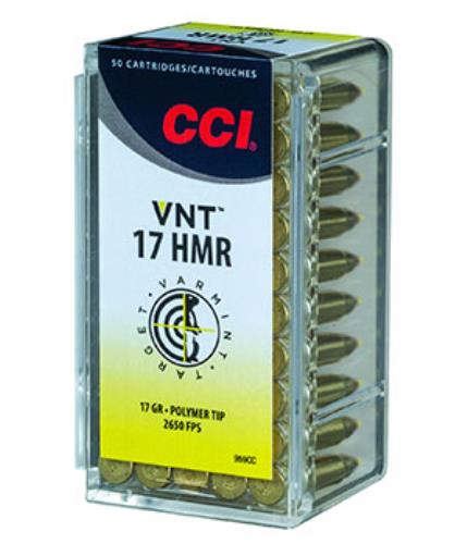 17 HMR 50 Rounds Ammunition CCI 17 Grain VNT <span style="font-weight:bolder; ">Tipped</span>