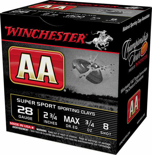 Winchester AA 28 Gauge 1300 Fps 3/4 Oz #8 Case Lot 250 Rounds
