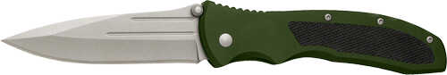 AMERICAN BUFFALO KNIFE AND TOOL Large Liner Lock 3" Plain Edge Blade OD Green/Black<
