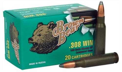 308 Winchester 20 Rounds Ammunition Brown Bear 140 Grain Soft Point