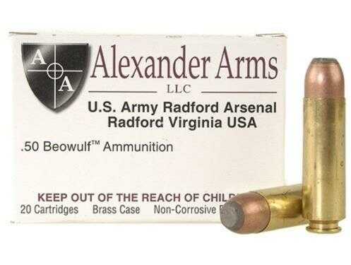 50 Beowulf 20 Rounds Ammunition Alexander Arms 400 Grain Jacketed Hollow Point