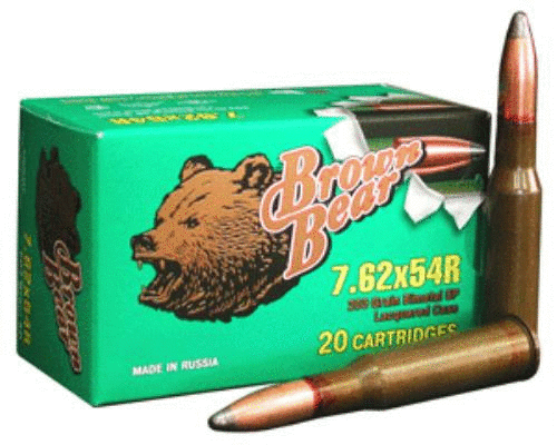 7.62X54mm Russian 20 Rounds Ammunition Brown Bear 203 Grain Soft Point