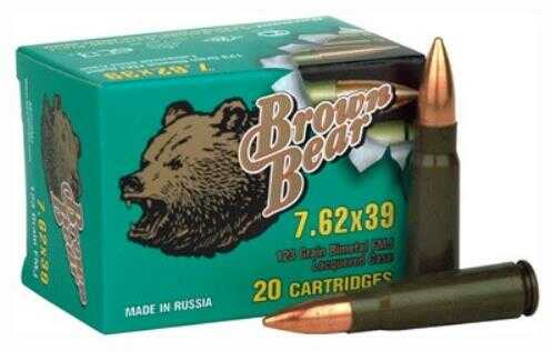 7.62X39mm 500 Rounds Ammunition Brown Bear 123 Grain Full Metal Jacket Boat Tail