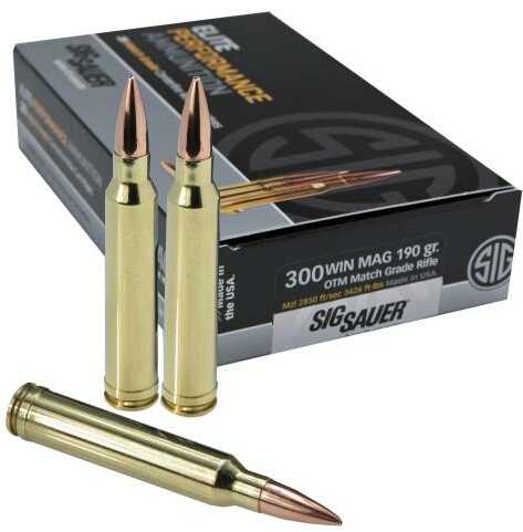 300 Winchester Magnum 20 Rounds Ammunition Sig Sauer 190 Grain Open Tip Match