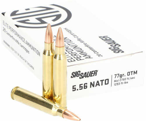 5.56mm Nato 20 Rounds Ammunition Sig Sauer 77 Grain Open Tip Match