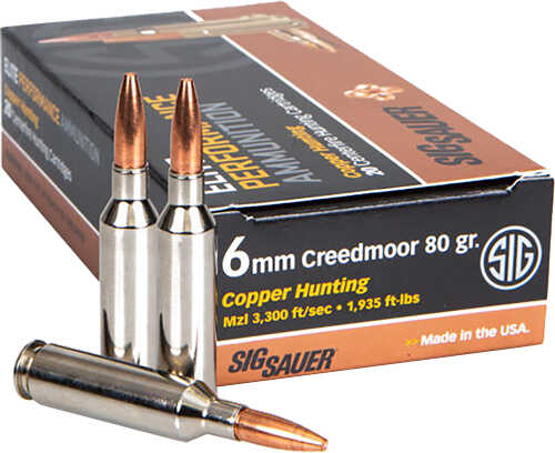 Sig 6mm Creedmoor 80gr Elite Copper Hunting Ammo 20 Round
