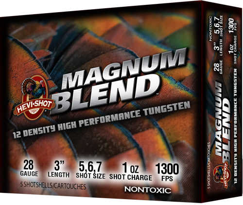 HEVI-Shot Magnum Blend 28 Gauge 3" 1 Oz #5, 6, 7 Shot 5 Rounds