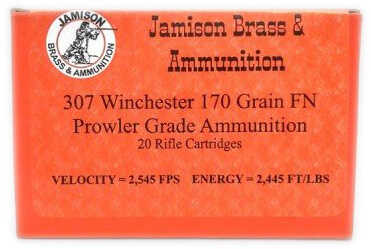 307 Winchester 20 Rounds Ammunition J and D Custom Strings 170 Grain Jacketed Flat Point
