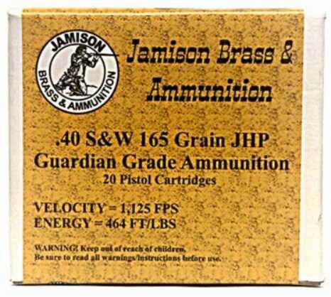40 S&W 20 Rounds Ammunition Jamison 165 Grain Hollow Point