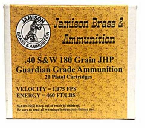 40 S&W 20 Rounds Ammunition Jamison 180 Grain Hollow Point