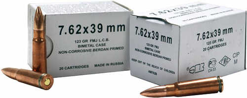 7.62 x39 500 Rounds Ammunition Barnaul Ammo 123 Grain FMJ