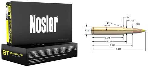 270 Winchester 20 Rounds Ammunition Nosler 140 Grain Ballistic Tip