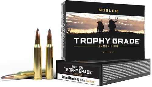 Nosler Trophy Grade Ammunition 7mm Remington Magnum 160 Grain Partition Box of 20