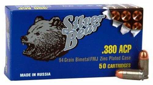 380 ACP 50 Rounds Ammunition Bear 94 Grain Full Metal Jacket