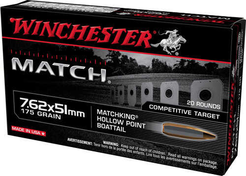 Winchester Match 7.62x51 175 Gr Sierra Bthp Ammo 20 Rounds