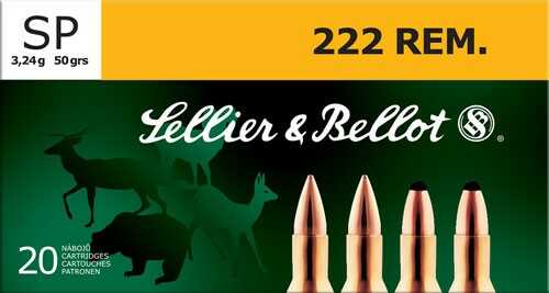 222 Remington 20 Rounds Ammunition Sellier & Bellot 50 Grain Soft Point
