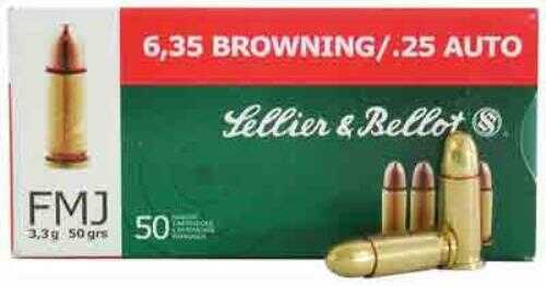 25 ACP 50 Rounds Ammunition Sellier & Bellot 50 Grain Full Metal Jacket