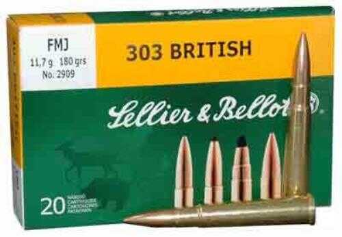 303 <span style="font-weight:bolder; ">British</span> 20 Rounds Ammunition Sellier & Bellot 180 Grain Full Metal Jacket