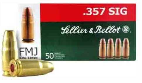 Click to see larger image. 357 Sig 50 Rounds Ammunition Sellier & Bellot 140 Grain Full Metal Jacket