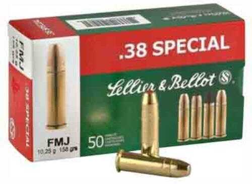Sellier & Bellot.38 Special 158 Grain Full Metal Jacket Ammunition, 50 Rounds Per Box Md: V311032U