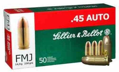 45 ACP 50 Rounds Ammunition Sellier & Bellot 230 Grain Full Metal Jacket