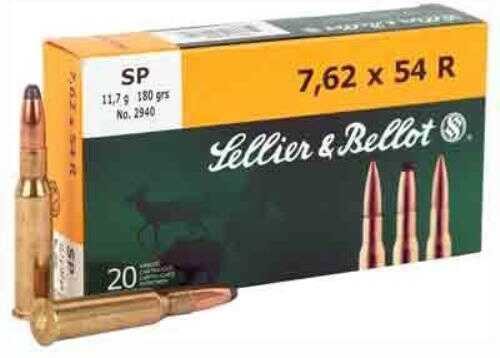 7.62X54mm Russian 20 Rounds Ammunition Sellier & Bellot 180 Grain Soft Point