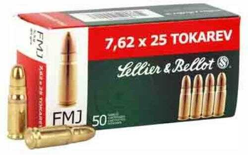 7.62X25mm Tokarev 50 Rounds Ammunition Sellier & Bellot 85 Grain Full Metal Jacket