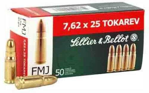 Click to see larger image. 7.62X25mm Tokarev 50 Rounds Ammunition Sellier & Bellot 85 Grain Full Metal Jacket