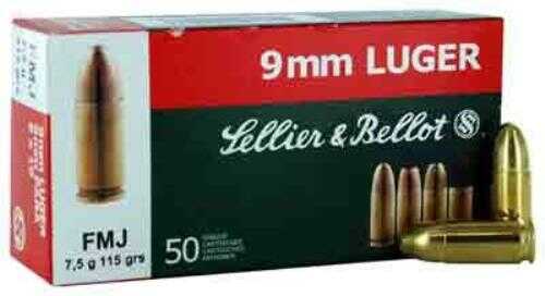 9mm Luger 50 Rounds Ammunition Sellier & Bellot 124 Grain Full Metal Jacket
