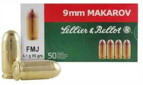 9mm Makarov 50 Rounds Ammunition Sellier & Bellot 95 Grain Full Metal Jacket