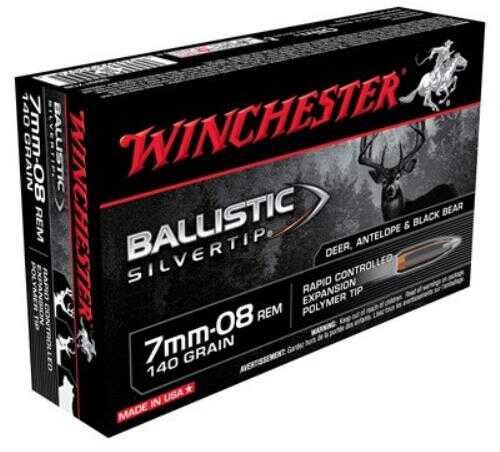 7mm-08 Remington 20 Rounds Ammunition Winchester 140 Grain Ballistic Tip