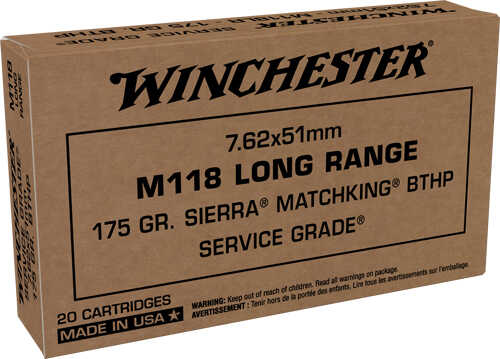 7.62 NATO 20 Rounds Ammunition Winchester 175 GR Hollow Point
