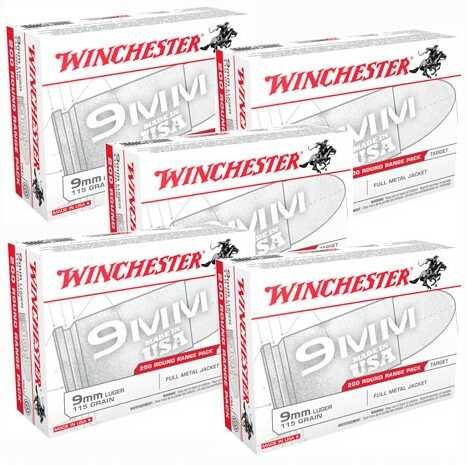 9mm Luger 1000 Rounds Ammunition Winchester 115 Grain Full Metal Jacket