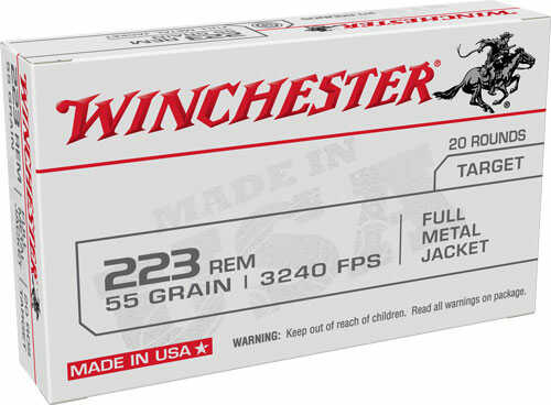 223 Rem 55 Grain Full Metal Jacket 20 Rounds Winchester Ammunition 223 Remington