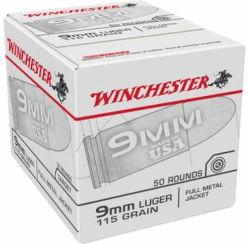 Winchester Usa 9mm Luger 115 Grain Fmj 50 Round 20bx/cs