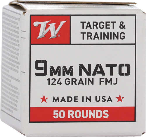Winchester Nato 9mm Luger 124gr Fmj-rn 50 Round 20bx/cs