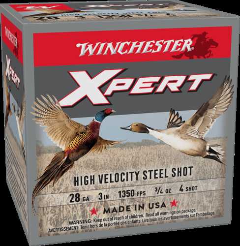 Winchester XPERT Steel 28 Gauge 3" 3/4 Oz #4 Shot 25 Rounds WEXP2834
