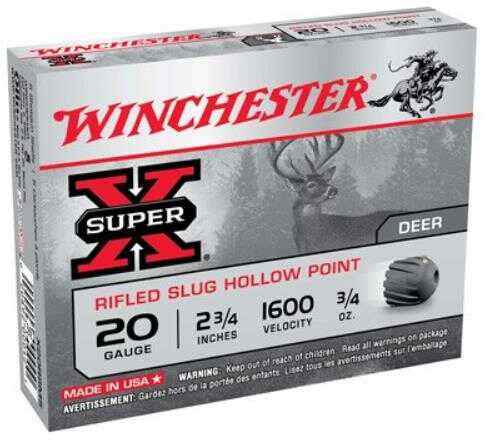 20 Gauge 5 Rounds Ammunition Winchester 3/4" oz Lead #Slug