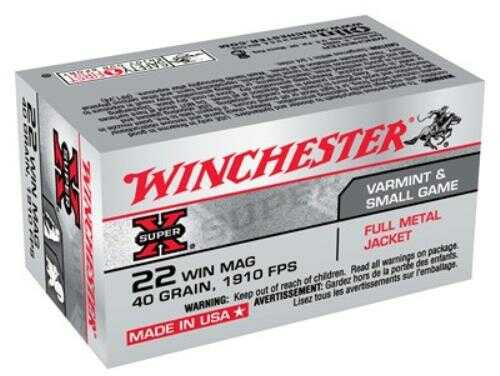 22 Winchester Magnum Rimfire 50 Rounds Ammunition 40 Grain Full Metal Jacket