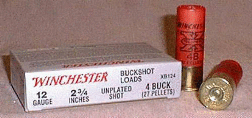 12 Gauge 5 Rounds Ammunition Winchester 2 3/4" 27 Pellets Lead #4 Buck