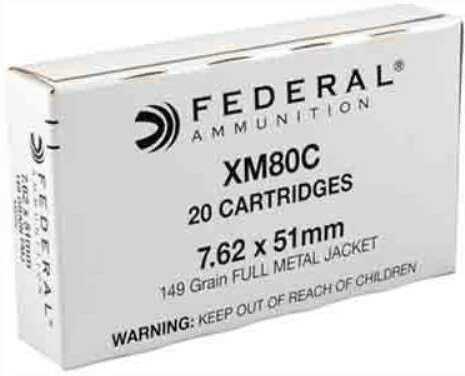 7.62 NATO 20 Rounds Ammunition Federal Cartridge 149 Grain Full Metal Jacket