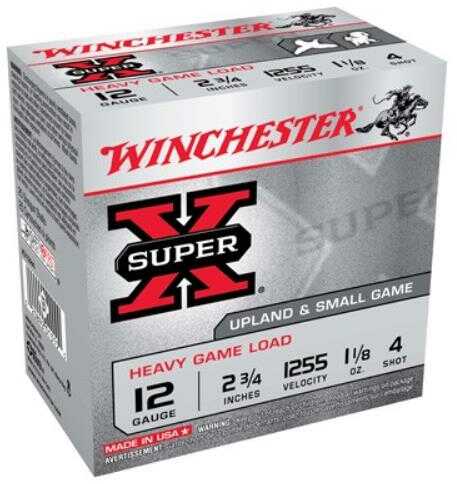 Winchester Ammunition Super-X 12 Gauge 2.75" 1255Fps. 1-1/8Oz. #4 25-Pack