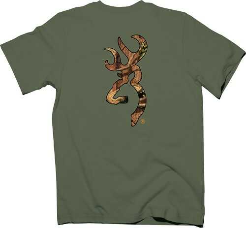 Browning Mens Buckmark Logo Short Sleeve T Shirt Cotton Green Small