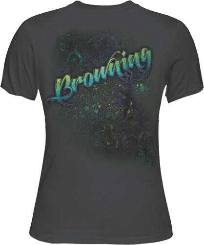 Browning Women's Fitted T-Shirt Airbrushed Logo Small Charcoal