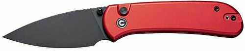 CIVIVI Knife QUIBIT 2.98" Red/ Black STONEWASH Button Lock